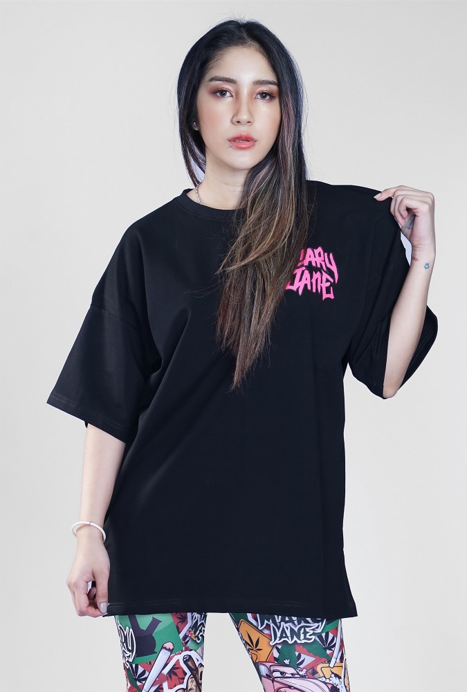 Mary Jane Girl T-Shirt (Black) Design 2